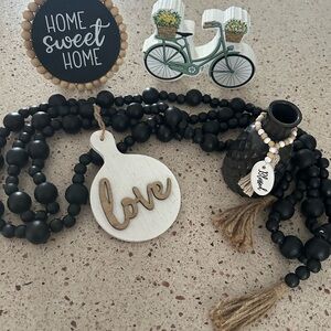 Black Beaded Garland with Love Tag